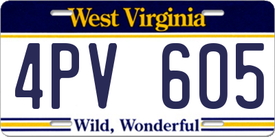 WV license plate 4PV605