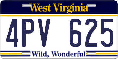 WV license plate 4PV625