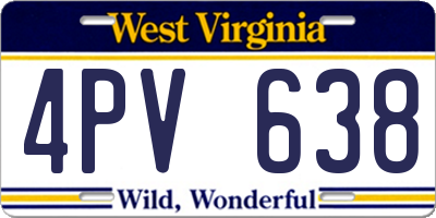 WV license plate 4PV638