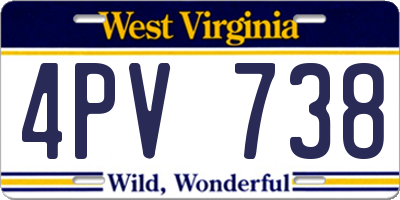 WV license plate 4PV738