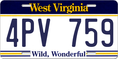 WV license plate 4PV759