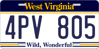 WV license plate 4PV805