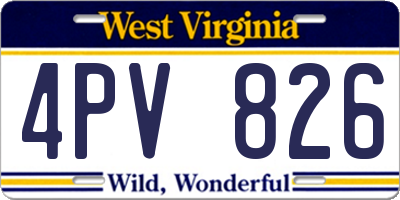 WV license plate 4PV826