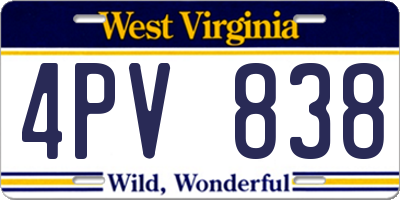 WV license plate 4PV838