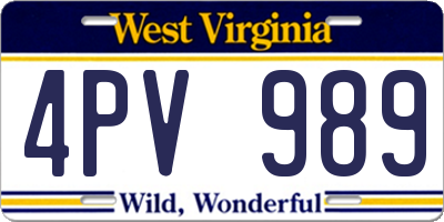 WV license plate 4PV989