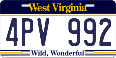WV license plate 4PV992