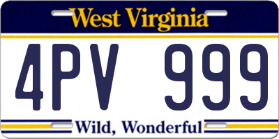 WV license plate 4PV999