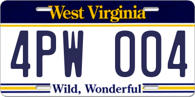 WV license plate 4PW004