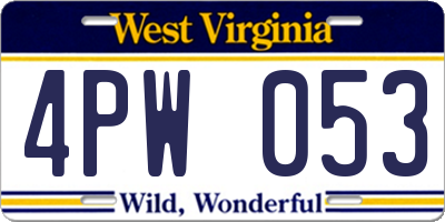 WV license plate 4PW053