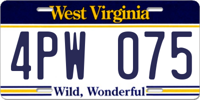 WV license plate 4PW075