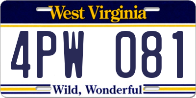 WV license plate 4PW081