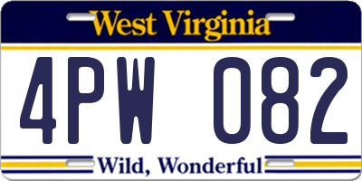 WV license plate 4PW082