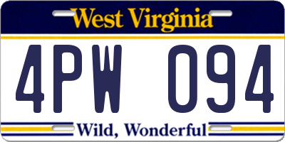 WV license plate 4PW094