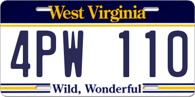 WV license plate 4PW110
