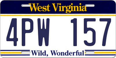 WV license plate 4PW157