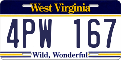 WV license plate 4PW167