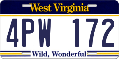 WV license plate 4PW172