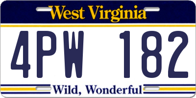WV license plate 4PW182