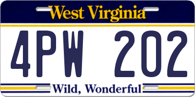 WV license plate 4PW202