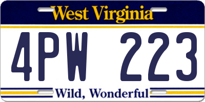 WV license plate 4PW223