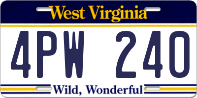 WV license plate 4PW240
