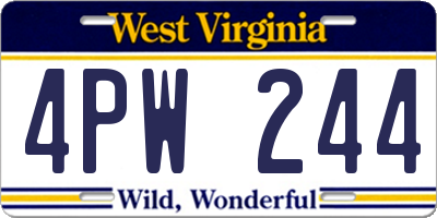 WV license plate 4PW244