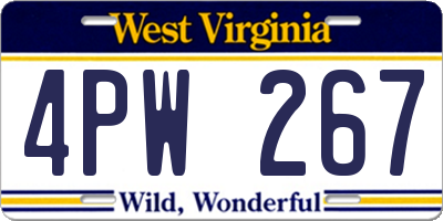 WV license plate 4PW267