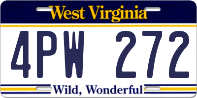WV license plate 4PW272