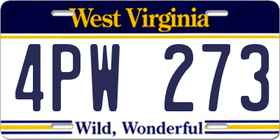 WV license plate 4PW273