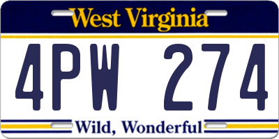WV license plate 4PW274