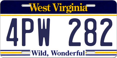 WV license plate 4PW282