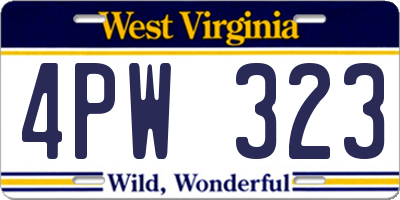 WV license plate 4PW323
