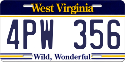 WV license plate 4PW356