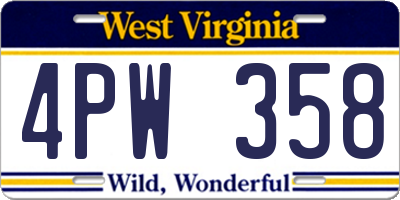 WV license plate 4PW358