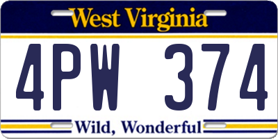 WV license plate 4PW374
