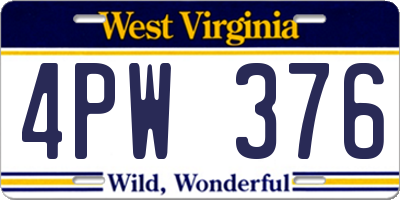 WV license plate 4PW376