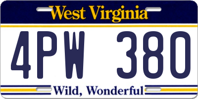 WV license plate 4PW380