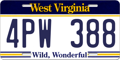 WV license plate 4PW388