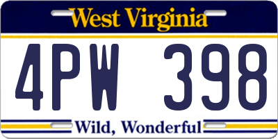 WV license plate 4PW398