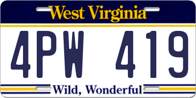 WV license plate 4PW419