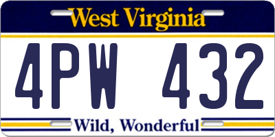 WV license plate 4PW432