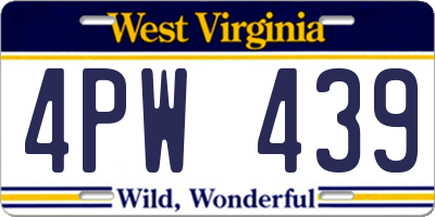 WV license plate 4PW439