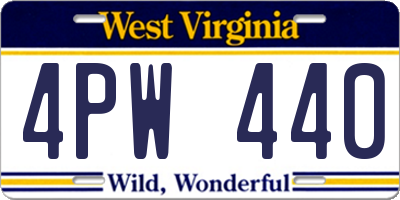 WV license plate 4PW440