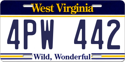 WV license plate 4PW442