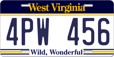 WV license plate 4PW456