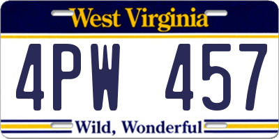 WV license plate 4PW457