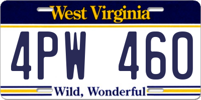 WV license plate 4PW460