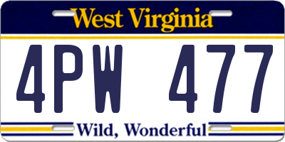 WV license plate 4PW477