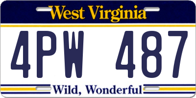 WV license plate 4PW487