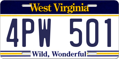 WV license plate 4PW501